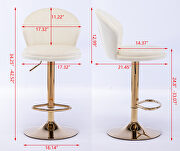 Cream velvet adjustable swivel bar stools with golden leg set of 2 by La Spezia additional picture 5