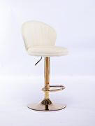 Cream velvet adjustable swivel bar stools with golden leg set of 2 by La Spezia additional picture 7