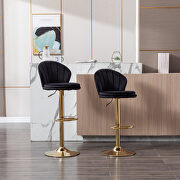 Black velvet adjustable swivel bar stools with golden leg set of 2 by La Spezia additional picture 2