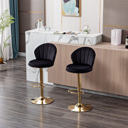Black velvet adjustable swivel bar stools with golden leg set of 2 by La Spezia additional picture 3