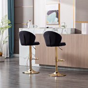 Black velvet adjustable swivel bar stools with golden leg set of 2 by La Spezia additional picture 5