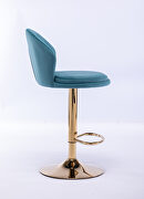 Baby blue velvet adjustable swivel bar stools with golden leg set of 2 by La Spezia additional picture 11
