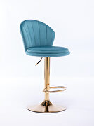 Baby blue velvet adjustable swivel bar stools with golden leg set of 2 by La Spezia additional picture 6