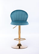 Baby blue velvet adjustable swivel bar stools with golden leg set of 2 by La Spezia additional picture 8