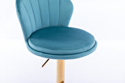 Baby blue velvet adjustable swivel bar stools with golden leg set of 2 by La Spezia additional picture 9