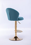 Baby blue velvet adjustable swivel bar stools with golden leg set of 2 by La Spezia additional picture 10