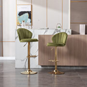 Light green velvet adjustable swivel bar stools with golden leg set of 2 by La Spezia additional picture 2