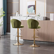 Light green velvet adjustable swivel bar stools with golden leg set of 2 by La Spezia additional picture 3