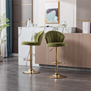 Light green velvet adjustable swivel bar stools with golden leg set of 2 by La Spezia additional picture 6