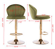 Light green velvet adjustable swivel bar stools with golden leg set of 2 by La Spezia additional picture 8