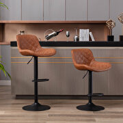 Brown pu uphorstery and black legs swivel bar stools, set of 2 by La Spezia additional picture 2