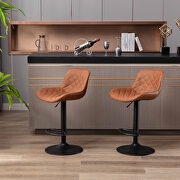 Brown pu uphorstery and black legs swivel bar stools, set of 2 by La Spezia additional picture 9