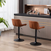 Brown pu uphorstery and black legs swivel bar stools, set of 2 by La Spezia additional picture 10