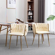 Ivory thickened fabric dining chairs with wood legs/ set of 2 by La Spezia additional picture 2