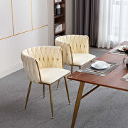 Ivory thickened fabric dining chairs with wood legs/ set of 2 by La Spezia additional picture 5