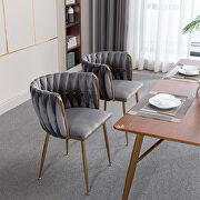 Gray thickened fabric dining chairs with wood legs/ set of 2 by La Spezia additional picture 7