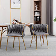 Gray thickened fabric dining chairs with wood legs/ set of 2 by La Spezia additional picture 8