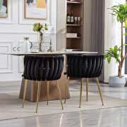 Black thickened fabric dining chairs with wood legs/ set of 2 by La Spezia additional picture 2