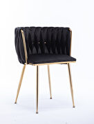 Black thickened fabric dining chairs with wood legs/ set of 2 by La Spezia additional picture 13
