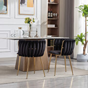 Black thickened fabric dining chairs with wood legs/ set of 2 by La Spezia additional picture 3