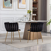 Black thickened fabric dining chairs with wood legs/ set of 2 by La Spezia additional picture 4