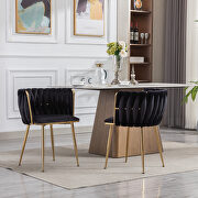 Black thickened fabric dining chairs with wood legs/ set of 2 by La Spezia additional picture 5