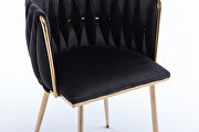 Black thickened fabric dining chairs with wood legs/ set of 2 by La Spezia additional picture 8
