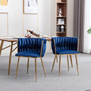 Navy thickened fabric dining chairs with wood legs/ set of 2 by La Spezia additional picture 12
