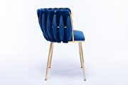 Navy thickened fabric dining chairs with wood legs/ set of 2 by La Spezia additional picture 9
