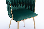 Green thickened fabric dining chairs with wood legs/ set of 2 by La Spezia additional picture 2