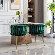 Green thickened fabric dining chairs with wood legs/ set of 2 by La Spezia additional picture 12