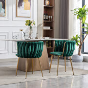 Green thickened fabric dining chairs with wood legs/ set of 2 by La Spezia additional picture 4