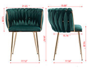 Green thickened fabric dining chairs with wood legs/ set of 2 by La Spezia additional picture 8