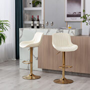 Ivory velvet and golden leg swivel height bar stool set of 2 by La Spezia additional picture 3