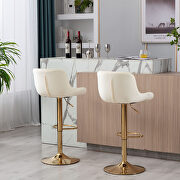 Ivory velvet and golden leg swivel height bar stool set of 2 by La Spezia additional picture 6