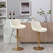 Ivory velvet and golden leg swivel height bar stool set of 2 by La Spezia additional picture 8