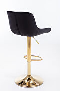 Black velvet and golden leg swivel height bar stool set of 2 by La Spezia additional picture 2