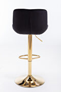 Black velvet and golden leg swivel height bar stool set of 2 by La Spezia additional picture 4