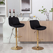 Black velvet and golden leg swivel height bar stool set of 2 by La Spezia additional picture 6