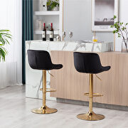Black velvet and golden leg swivel height bar stool set of 2 by La Spezia additional picture 8