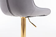 Gray velvet and golden leg swivel height bar stool set of 2 by La Spezia additional picture 4