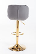 Gray velvet and golden leg swivel height bar stool set of 2 by La Spezia additional picture 6
