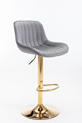 Gray velvet and golden leg swivel height bar stool set of 2 by La Spezia additional picture 7