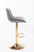 Gray velvet and golden leg swivel height bar stool set of 2 by La Spezia additional picture 8