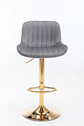 Gray velvet and golden leg swivel height bar stool set of 2 by La Spezia additional picture 10