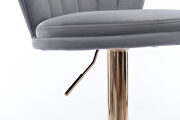 Light gray velvet adjustable swivel bar stools with golden leg set of 2 by La Spezia additional picture 11