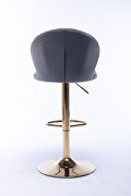 Light gray velvet adjustable swivel bar stools with golden leg set of 2 by La Spezia additional picture 12