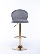 Light gray velvet adjustable swivel bar stools with golden leg set of 2 by La Spezia additional picture 7