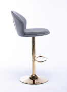 Light gray velvet adjustable swivel bar stools with golden leg set of 2 by La Spezia additional picture 8