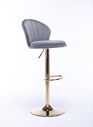 Light gray velvet adjustable swivel bar stools with golden leg set of 2 by La Spezia additional picture 9